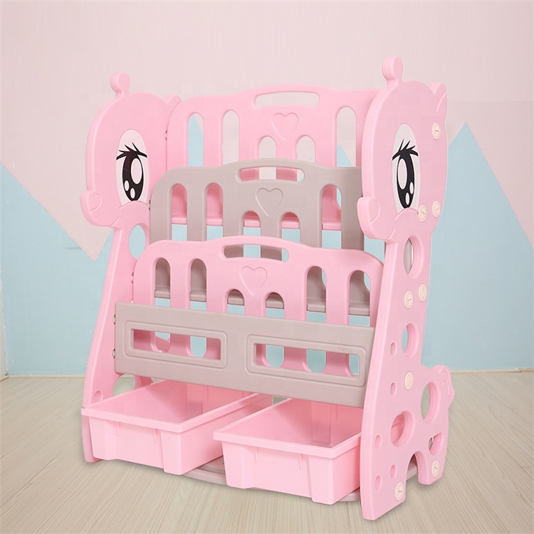 New Preschool Toys Children Indoor Plastic Kindergarten Book Shelf Pink Book Deer Shelf