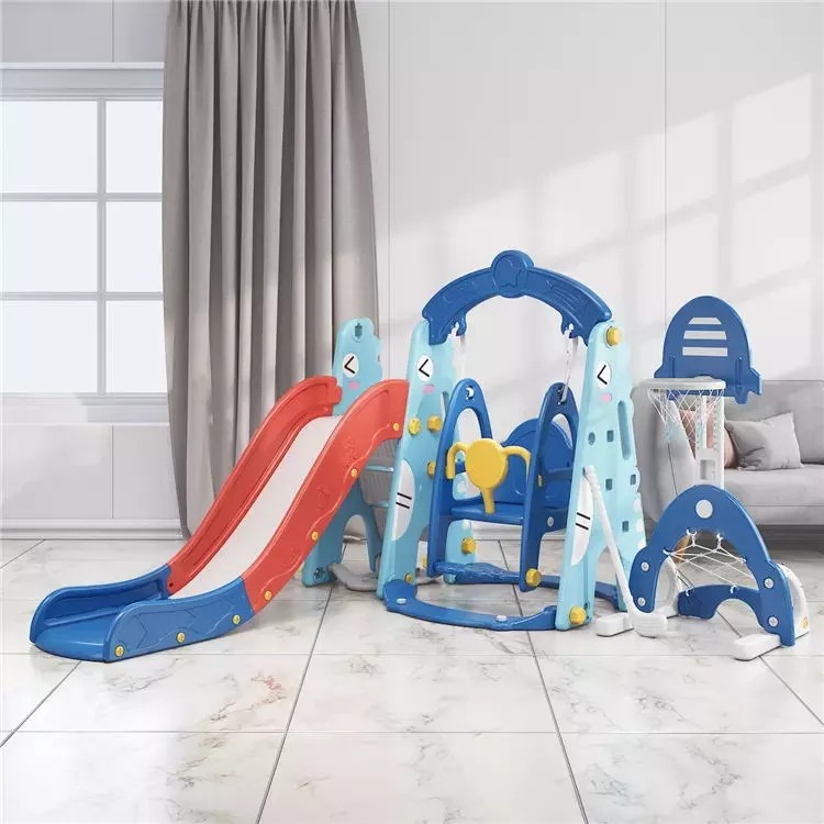 Wholesale multifunctional kids indoor cartoon playground plastic swing slide set