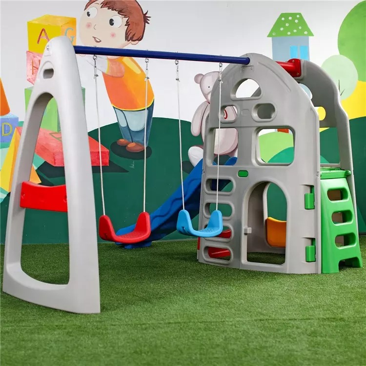 Kids Indoor Playground Toy Plastic Baby Children Slide And Swing Set Kids Plastic Slide Swing