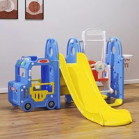 New Bus Theme cheap and good quality family use indoor slide with swing for children