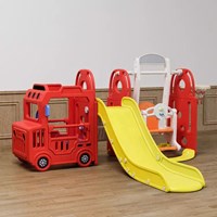 New Bus Theme cheap and good quality family use indoor slide with swing for children