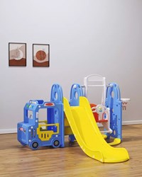 New Bus Theme cheap and good quality family use indoor slide with swing for children