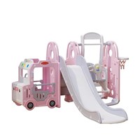 New Bus Theme cheap and good quality family use indoor slide with swing for children