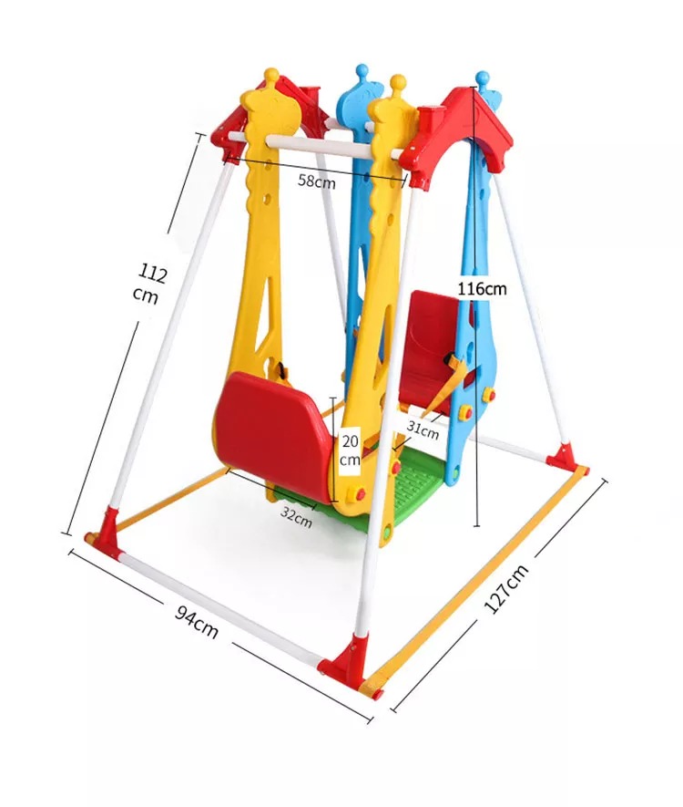 Union play plastic giraffe swing two seats swing with safety belt