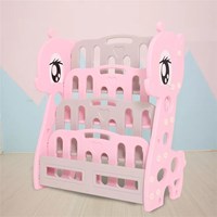 Kindergarten Furniture Book Storage Bookcase Cartoon Deer Kids Plastic Portable Book Shelf