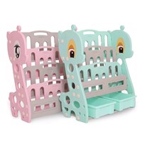 Kindergarten Furniture Book Storage Bookcase Cartoon Deer Kids Plastic Portable Book Shelf