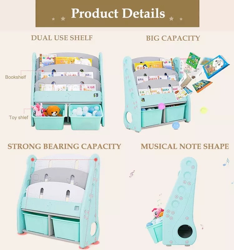 High Quality Home Use Note Kids Plastic Storage Shelf Cabinet Box Baby Children Toy Book Shelf