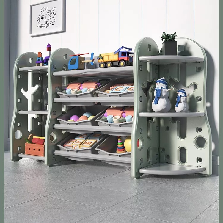 Kids Plastic Toy Storage Shelf High Quality Combination Bookshelf And Toys Storage Shelf Rack