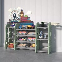 Kids Plastic Toy Storage Shelf High Quality Combination Bookshelf And Toys Storage Shelf Rack