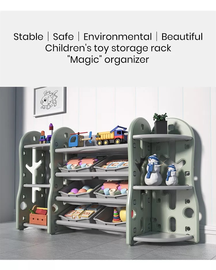 Kids Plastic Toy Storage Shelf High Quality Combination Bookshelf And Toys Storage Shelf Rack