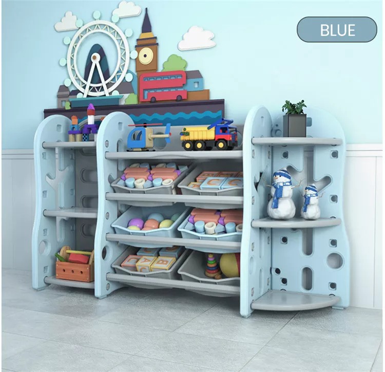 Kids Plastic Toy Storage Shelf High Quality Combination Bookshelf And Toys Storage Shelf Rack