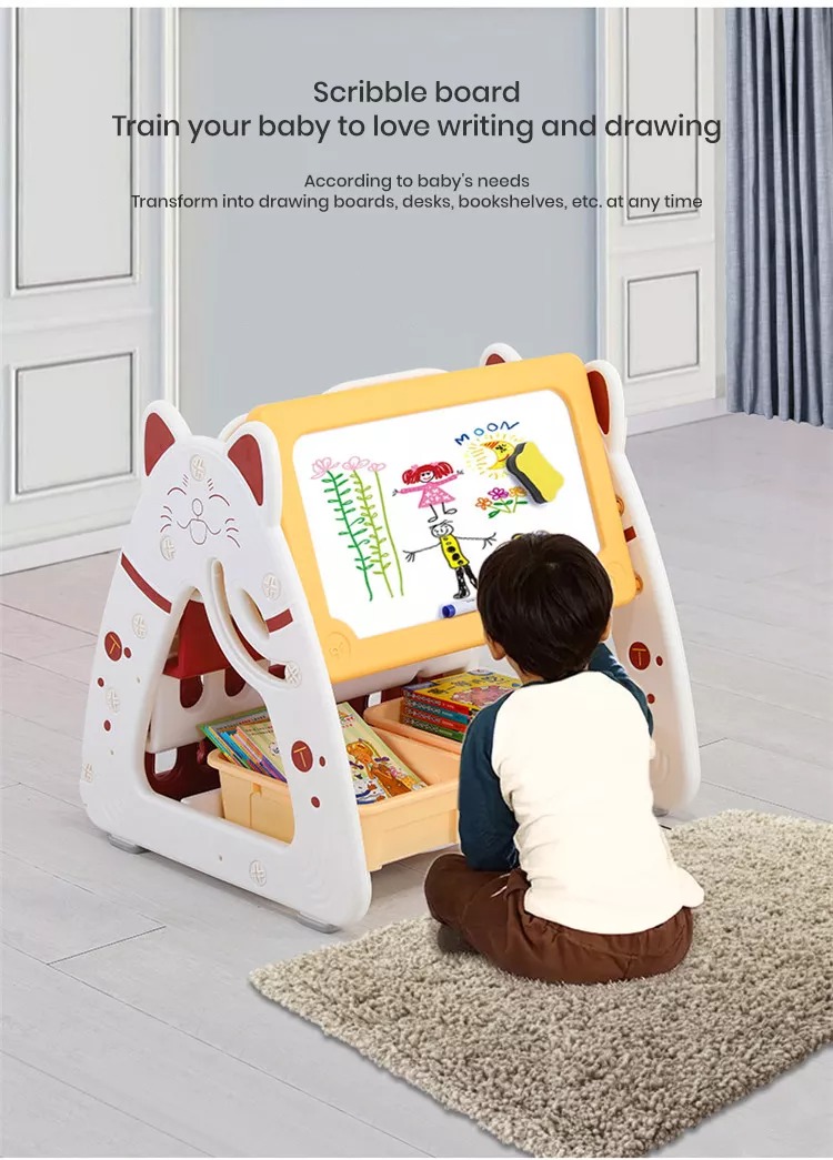 Multifunctional Children's Drawing Board Baby Plastic Storage Cabinet Foldable Bookshelf