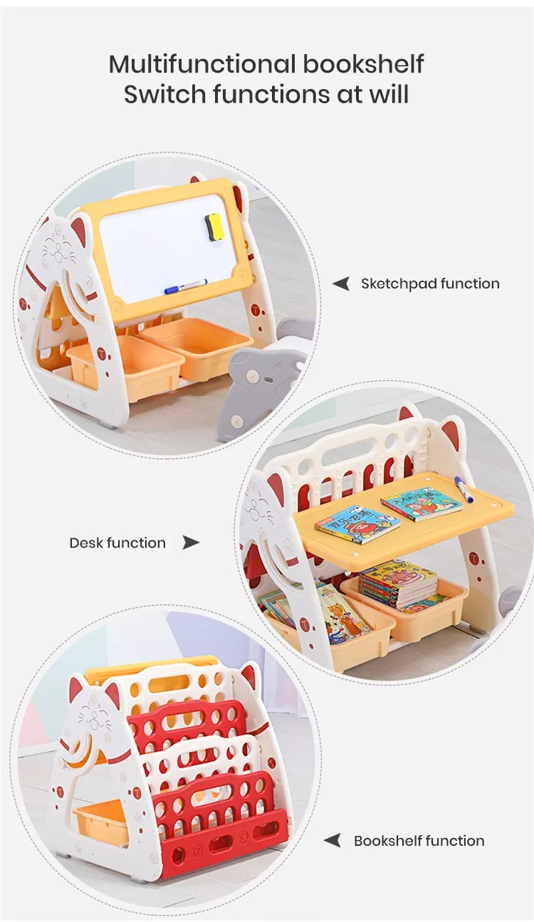 Multifunctional Children's Drawing Board Baby Plastic Storage Cabinet Foldable Bookshelf