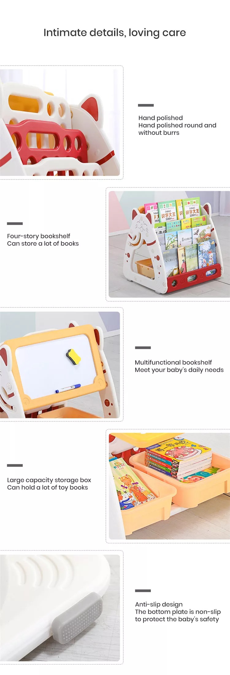 Multifunctional Children's Drawing Board Baby Plastic Storage Cabinet Foldable Bookshelf