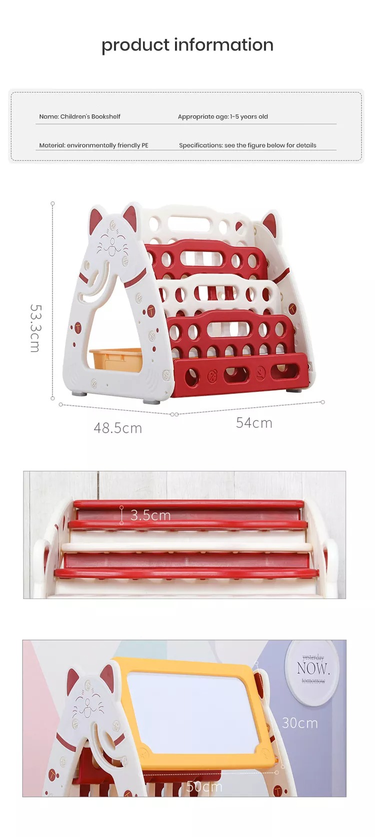 Multifunctional Children's Drawing Board Baby Plastic Storage Cabinet Foldable Bookshelf