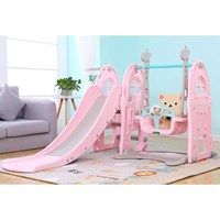 Hot sale plastic children playground toys kids baby indoor slide with swing set