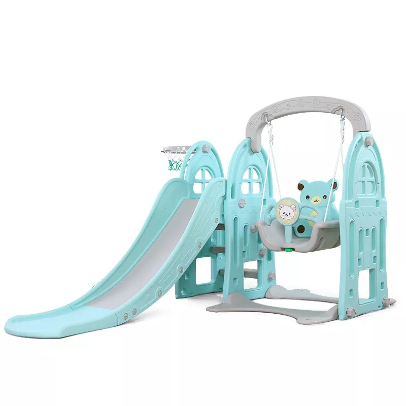 Hot sale plastic children playground toys kids baby indoor slide with swing set