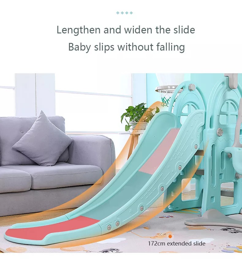 Hot sale plastic children playground toys kids baby indoor slide with swing set