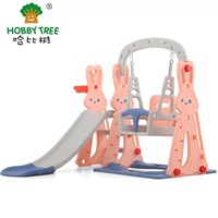 New Aircraft plastic kids swing set and slide set for home indoor small playground with basketball