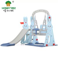 New Aircraft plastic kids swing set and slide set for home indoor small playground with basketball