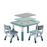 Customized School Area study Desk Kids Cheap Plastic play block Table Chair Set Children Furniture