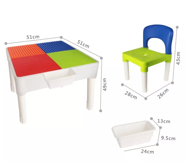 Multifunctional Plastic Building Block Table And Chairs Build And Learn Table Children Educational Blocks Toy Table