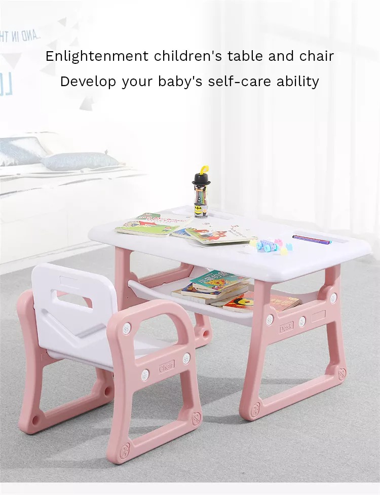 Kindergarten Children Plastic Desk Chair Indoor Kids Study Table and Chair Set Multifunction Baby High Chair Plastic PE