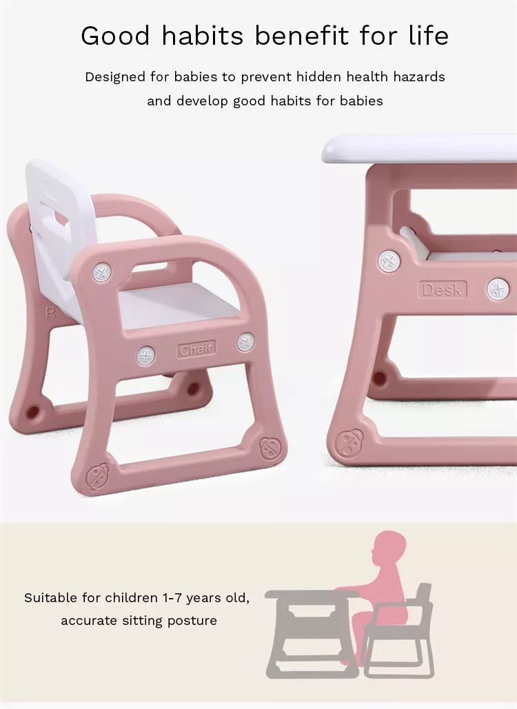 Kindergarten Children Plastic Desk Chair Indoor Kids Study Table and Chair Set Multifunction Baby High Chair Plastic PE