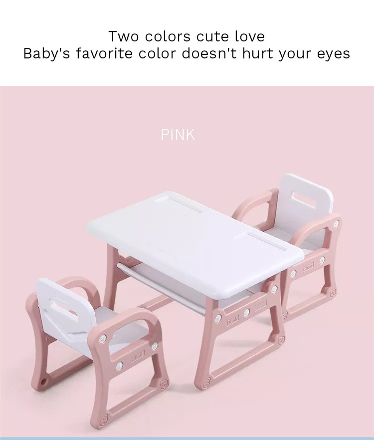 Kindergarten Children Plastic Desk Chair Indoor Kids Study Table and Chair Set Multifunction Baby High Chair Plastic PE