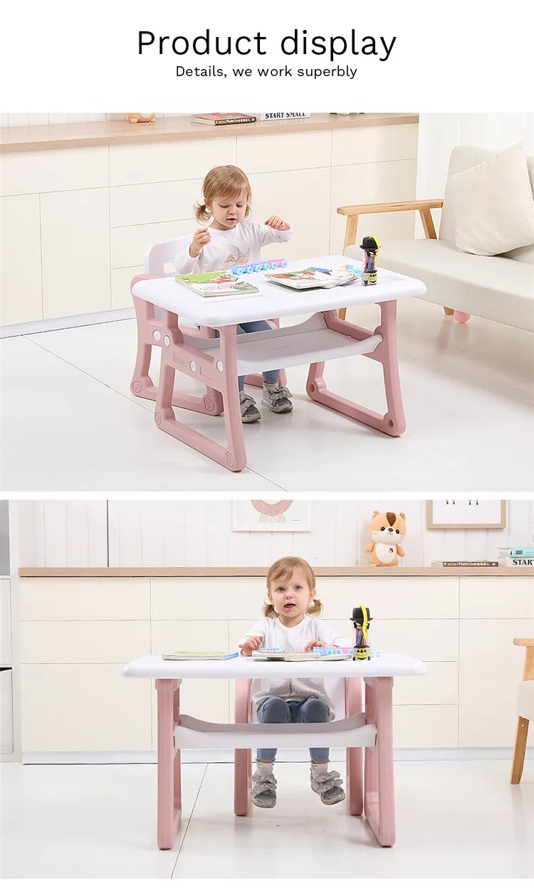 Kindergarten Children Plastic Desk Chair Indoor Kids Study Table and Chair Set Multifunction Baby High Chair Plastic PE