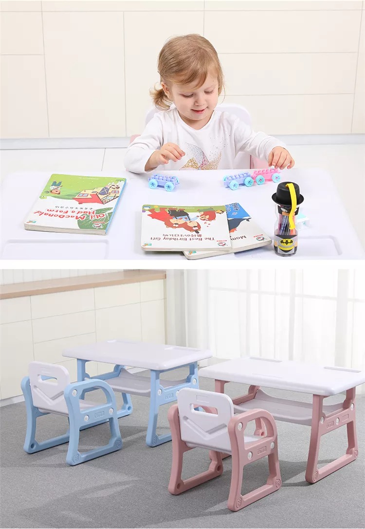 Kindergarten Children Plastic Desk Chair Indoor Kids Study Table and Chair Set Multifunction Baby High Chair Plastic PE