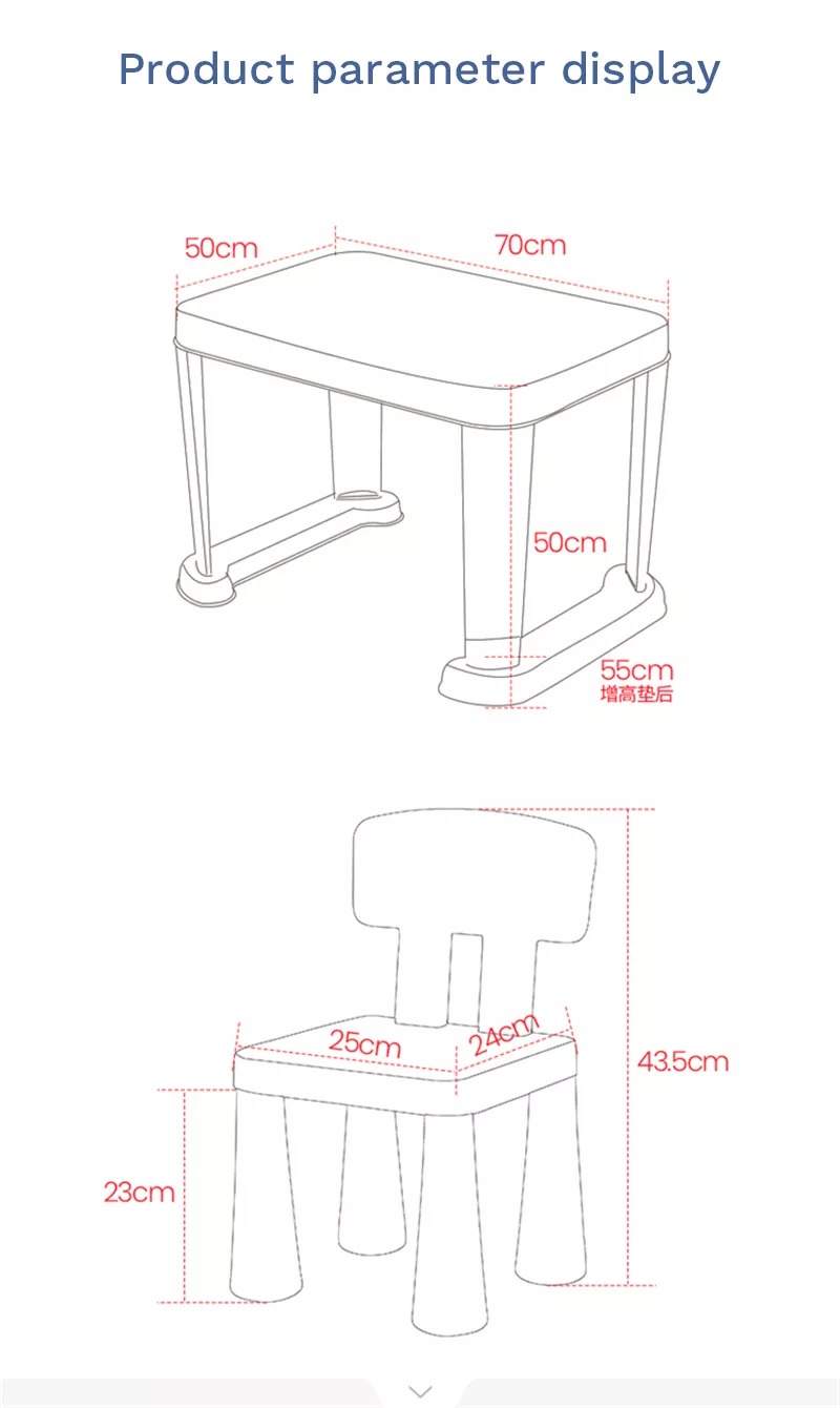 Plastic Kindergarten Folding Children's Study Tables and Chairs Student Study Table Set