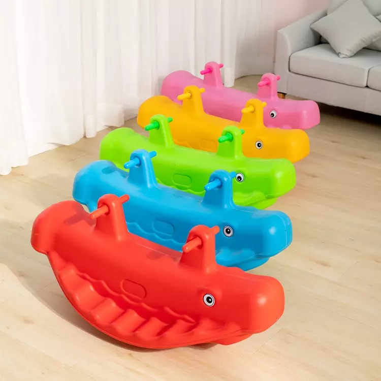 Plastic whale seesaw kids rocking toy children ride on balance toy for kindergarten