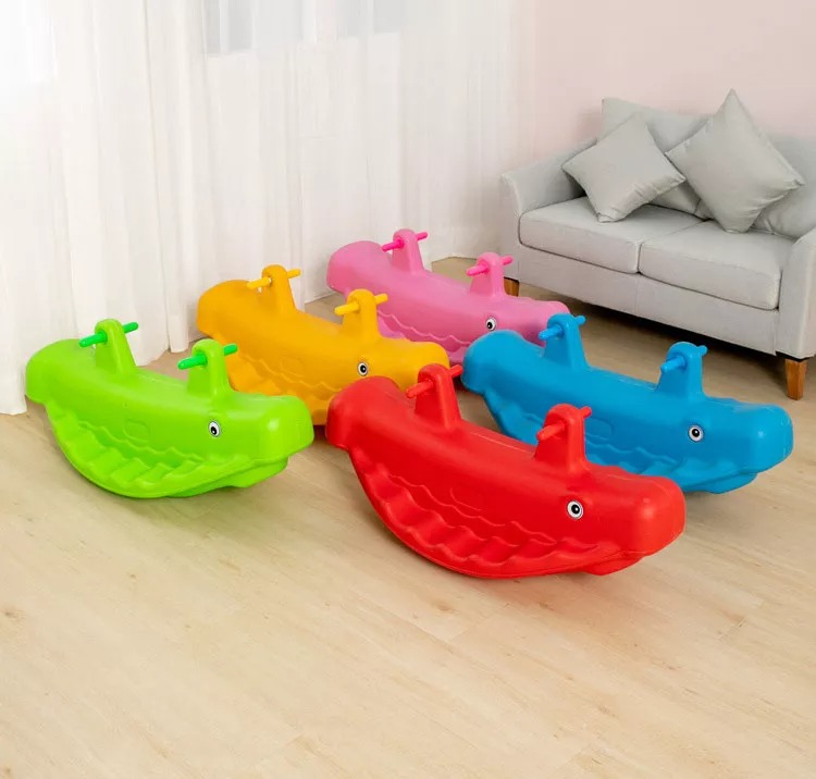 Plastic whale seesaw kids rocking toy children ride on balance toy for kindergarten