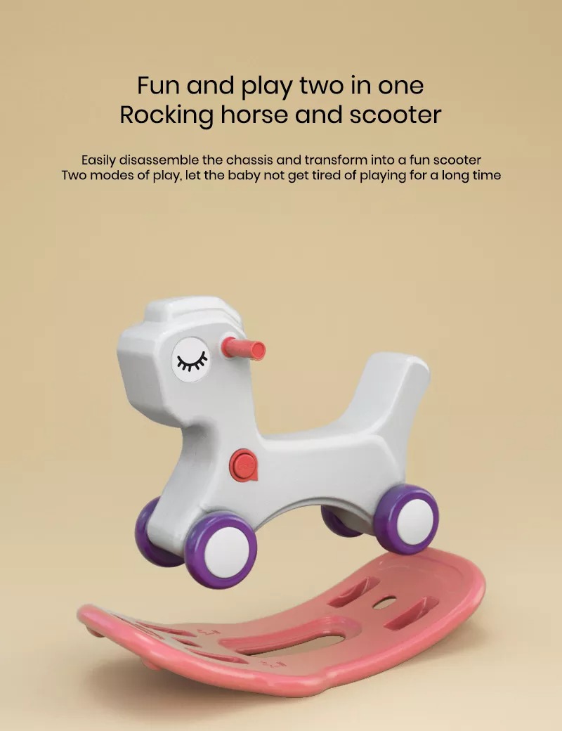 Kids Playground Multifunctional Cartoons Dinosaur Plastic Toy Rocking Horse