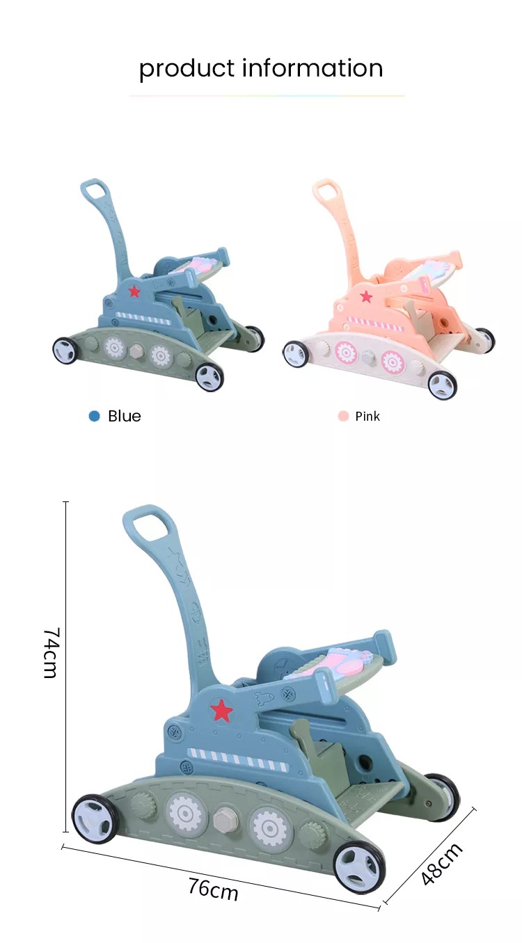 Children'S Trojan Rocking Horse Stroller Baby 6-12 Months Puzzle Gift Tank Four-Wheel Shock Absorber Stroller Baby Carriage