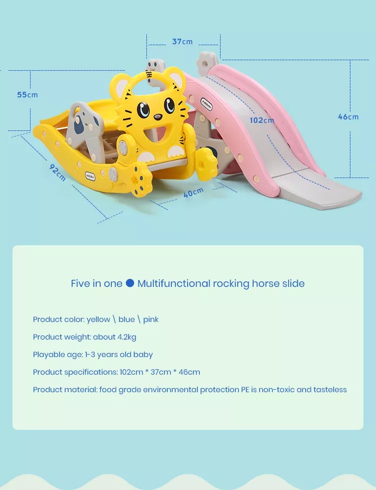 Funny Tiger Multifunctional Children's Two-in-One Rocking Horse Slide Children's Plastic Rocking Horse