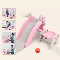 Children Multifunctional Indoor Slide Rocking Horse 2-in-1 Baby Toy Kids Plastic Rocking Horse