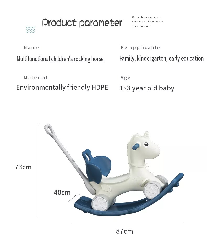 New product modern toddler 2 in 1 wholesale large baby pink plastic kids toy rocking horse ride on animal toy for children