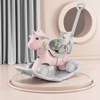 Toy Rocking Horse with Wheels Riding Music Plastic Unicorn Kindergarten Indoor Kids 78*24*49cm Pink Blue 1-4 Years Huancheng PE