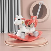 Toy Rocking Horse with Wheels Riding Music Plastic Unicorn Kindergarten Indoor Kids 78*24*49cm Pink Blue 1-4 Years Huancheng PE