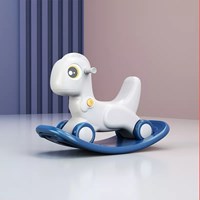 Safety Kindergarten Indoor Multifunctional Kids Green Plastic Toy Rocking Horse