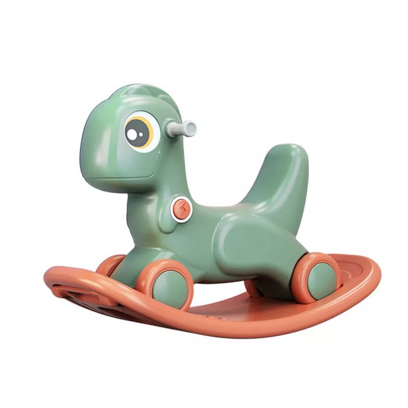 Safety Kindergarten Indoor Multifunctional Kids Green Plastic Toy Rocking Horse