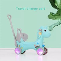 Best Selling Will Shine Blue Unicorn Baby Indoor Multifunction Plastic Toy Rocking Horse