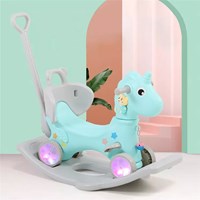 Best Selling Will Shine Blue Unicorn Baby Indoor Multifunction Plastic Toy Rocking Horse