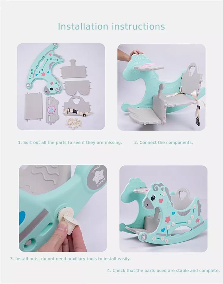 Best Selling Quality Kids Indoor Playground Multifunctional Plastic Toy Rocking Horse