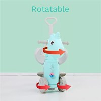 Baby Birthday Gift Toy Rotating Glow Kids Plastic Ride on Rocking Horse Baby Walker 78*24*49cm Pink Blue 1-4 Years Huancheng PE