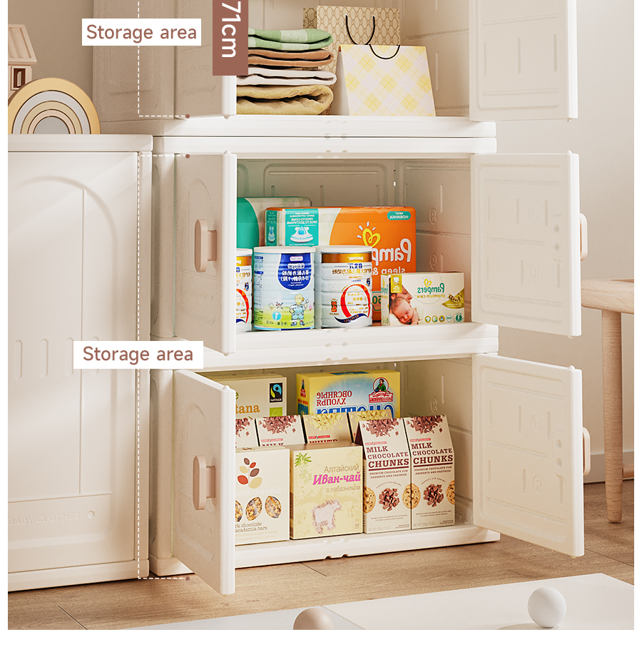 kids plastic Wardrobe toy shelf safe material child cabinet and storage for home use